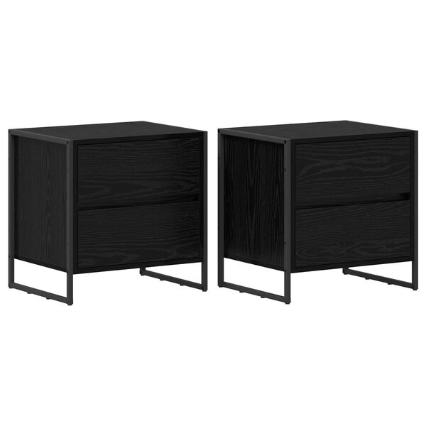 vidaXL Naktsgaldiņ&scaron; 2 pcs Melns ozolkoks 50 x 39.5 x 50 cm