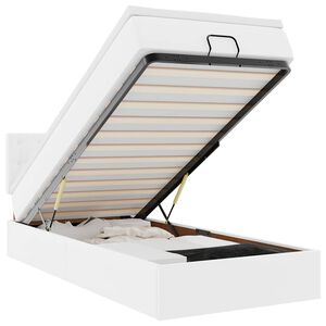 vidaXL Osmaņu gultas rāmis ar matraci tīri balts 80x200cm mākslīgā āda