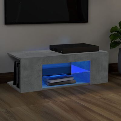 vidaXL TV galdiņš ar LED lampiņām, 90x39x30 cm, betona pelēks