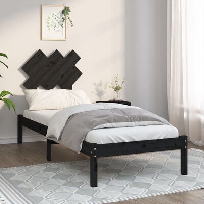 vidaXL gultas rāmis, melns, 75x190 cm, vienvietīgs, masīvkoks