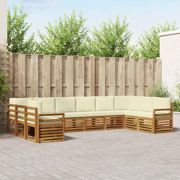 vidaXL Stūru dīvānu komplekts ar spilvenu 10 pcs Dabisks un krējuma