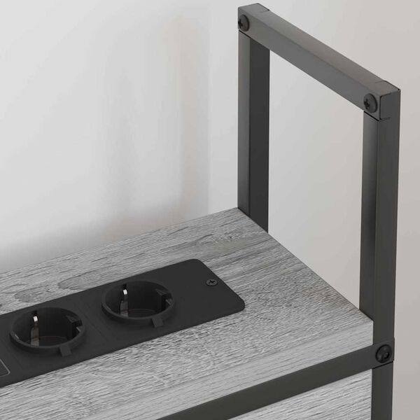 vidaXL Uzglabā&scaron;anas galvas balsts ar uzlādes staciju ar plauktu