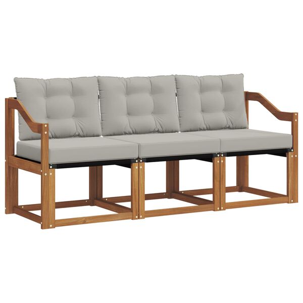 vidaXL Āra dīvānu komplekts ar spilvenu 3 pcs Dabīgs un gai&scaron;i pelēks