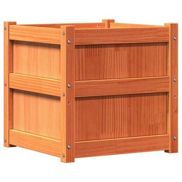 vidaXL dārza puķu kaste, vaska brūnas, 50x50x50 cm, priedes masīvkoks