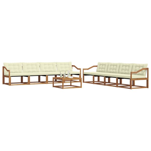 vidaXL Āra dīvānu komplekts ar spilvenu 9 pcs Dabisks un krējuma