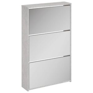 vidaXL apavu plaukts ar spoguli, 3 nodalījumi, pelēks, 63x17x102,5 cm