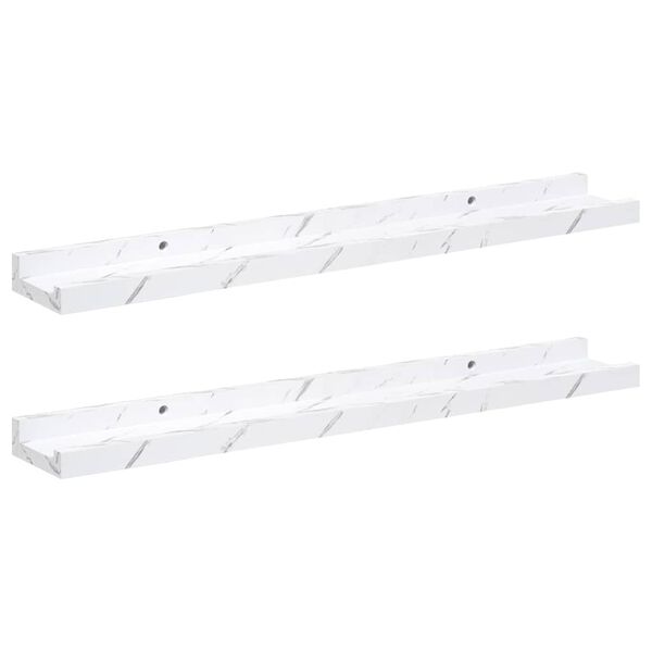 vidaXL Sienas plaukts ar plauktu 2 pcs Balts marmors 60 x 9 x 3 cm