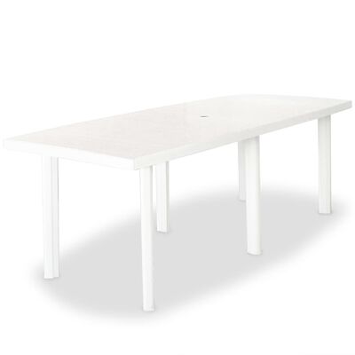 vidaXL dārza galds, 210x96x72 cm, balta plastmasa