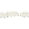 vidaXL trīsdaļīgs dīvānu komplekts, spilveni, krēmkrāsas mākslīgā āda