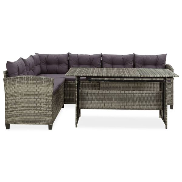 vidaXL 2-daļīgs dārza atpūtas mēbeļu komplekts, pelēka PE rotangpalma