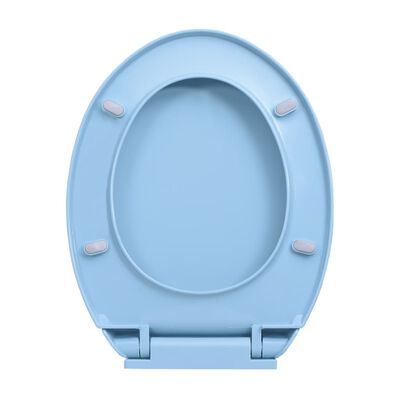 vidaXL tualetes poda vāks, lēnās aizvēršanas funkcija, ovāls, zils