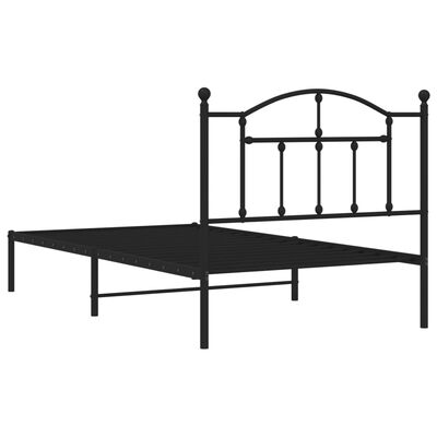 vidaXL gultas rāmis ar galvgali, melns metāls, 100x190 cm