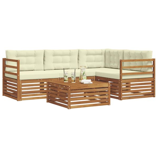 vidaXL Āra dīvānu komplekts ar spilvenu 5 pcs Dabisks un krējuma