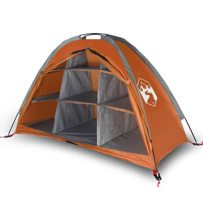 vidaXL mantu telts 9 plauktiem, pelēka, oranža, ūdensizturīga
