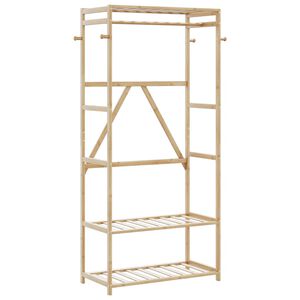 vidaXL drēbju pakaramais ar plauktiem, 80x40x175 cm, bambuss