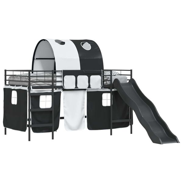vidaXL Bērnu loft gultas rāmjis Melna 79,5 x 200 cm Metāls
