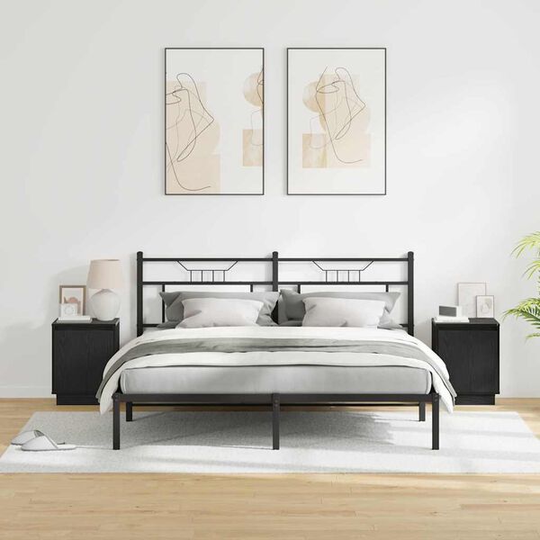 vidaXL Nakts skapītis 2 pcs Melns ozolkoks 39 x 34,5 x 50 cm