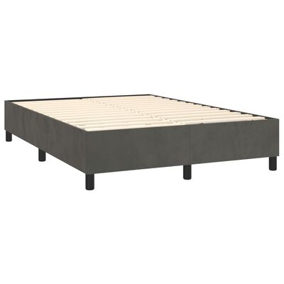 vidaXL atsperu gulta ar matraci, tumši pelēka samts, 140x190 cm