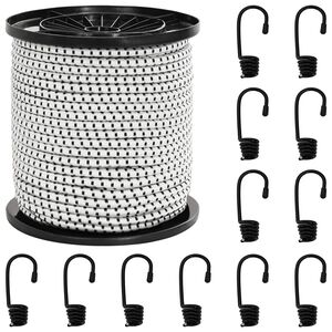 vidaXL Bungee vadi ar āķiem 4 mm Melns un balts PP un gumija