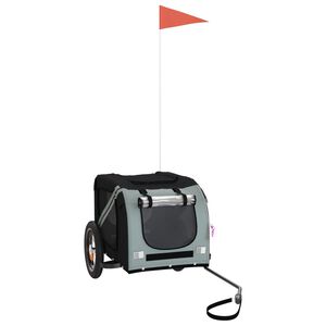 vidaXL mājdzīvnieku velo piekabe, melna ar pelēku, audums, dzelzs