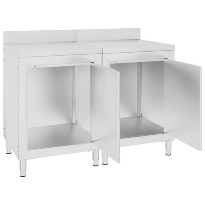 vidaXL virtuves darba galdu/skapīšu komplekts, 120x60x96 cm, tērauds