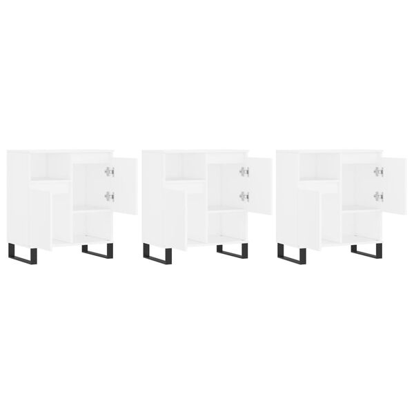 vidaXL kumodes, 3 gab., baltas, inženierijas koks