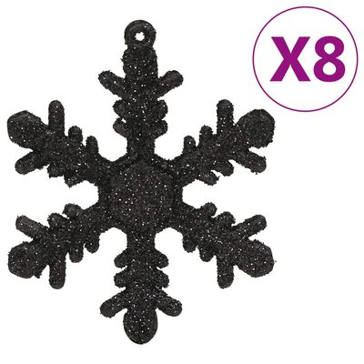 vidaXL Ziemassvētku eglītes rotājumi, 111 gab., melns polistirols