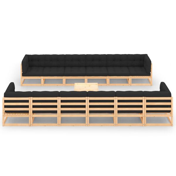 vidaXL 13-daļīgs dārza mēbeļu komplekts ar antracītpelēkiem matračiem