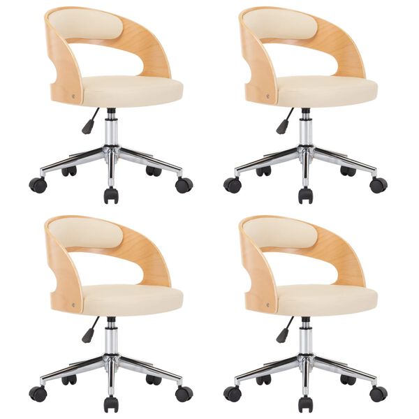 vidaXL grozāmi virtuves krēsli, 4 gab., liekts koks un mākslīgā āda