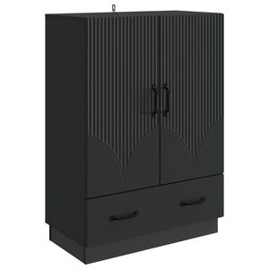 vidaXL Puse ar atvilktni Melns 66 x 34,5 x 92 cm Inženierijas koks