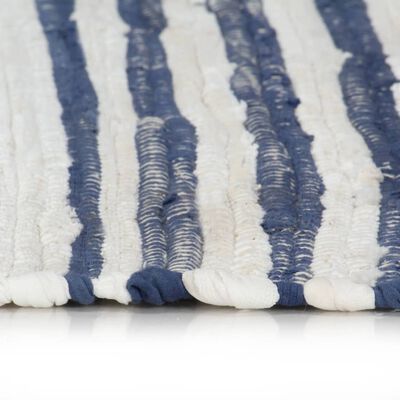 vidaXL Chindi paklājs, zili balts, 200x290 cm, pīts ar rokām, kokvilna
