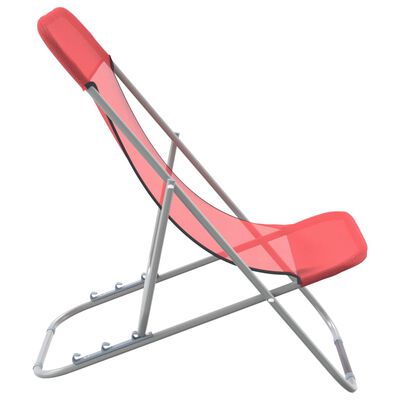 vidaXL saliekami sauļošanās krēsli, 2gab., sarkans tekstilēns, tērauds