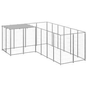 vidaXL suņu voljērs, sudraba krāsa, 4,84 m&sup2;, tērauds