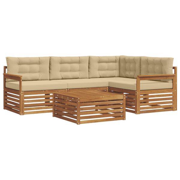 vidaXL Āra dīvānu komplekts ar spilvenu 5 pcs Dabisks un bē&scaron;s