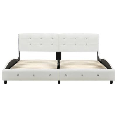 vidaXL gulta ar matraci, balta, 180x200 cm, mākslīgā āda