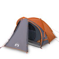 vidaXL kempinga telts 2 personām, pelēka, oranža, 320x140x120 cm, 185T