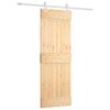vidaXL Slīdo&scaron;ās durvis Dabisks un balts 70 x 210 cm Cieta priedes koks