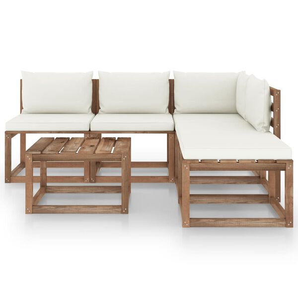 vidaXL 6-daļīgs pale&scaron;u mēbeļu komplekts ar matračiem, priedes koks