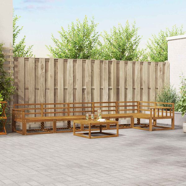 vidaXL Āra dīvānu komplekts 7 pcs Dabiska Cietā akācijas koks