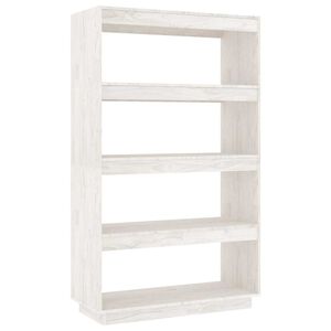 vidaXL grāmatu plaukts, balts, 80x35x135 cm, priedes masīvkoks