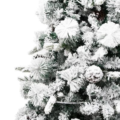 vidaXL Ziemassvētku egle ar čiekuriem, sniegu, 225 cm, PVC un PE