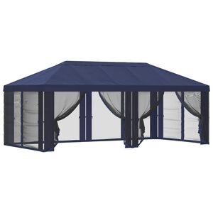 vidaXL Paviljona pārsegs ar sānu sienām Zila 600,5 x 300,5 cm