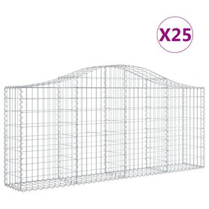 vidaXL arkveida gabiona grozi, 25 gb., 200x30x80/100cm, cinkota dzelzs