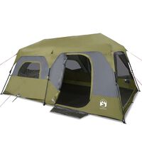 vidaXL kempinga telts 9 personām, zaļa, ūdensnecaurlaidīga