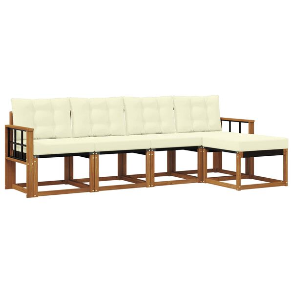 vidaXL Āra dīvānu komplekts ar spilvenu 5 pcs Dabisks un krējuma