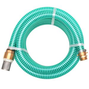 vidaXL sūk&scaron;anas &scaron;ļūtene ar misiņa savienotājiem, zaļa, 3 m, 25 mm
