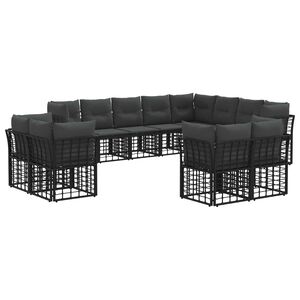 vidaXL Āra dīvānu komplekts 12 pcs Melna un Tum&scaron;i pelēka Poliesters
