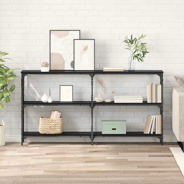 vidaXL Konsoles galds Melns ozolkoks 156 x 28 x 80,5 cm