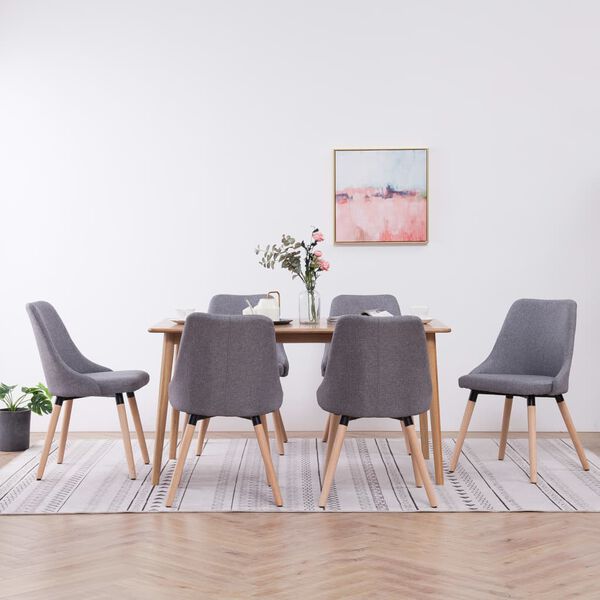 vidaXL virtuves krēsli, 6 gab., gai&scaron;i pelēks audums