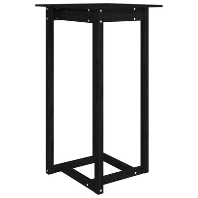 vidaXL bāra galds, melns, 60x60x110 cm, priedes masīvkoks